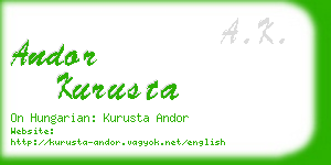 andor kurusta business card